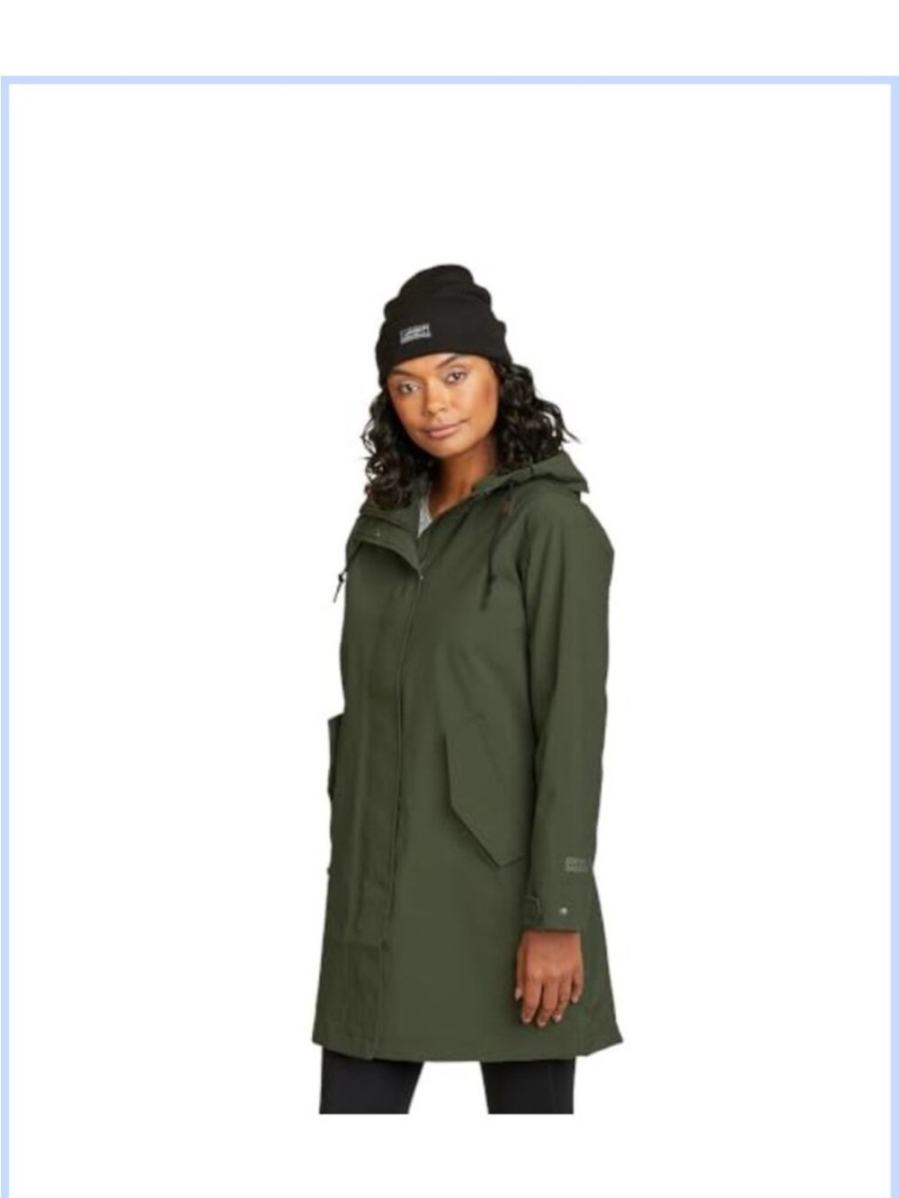 Eddie Bauer Port Townsend Loden Green Hooded Rain Coat in SP